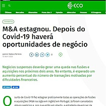 M&A estagnou. Depois do Covid-19 haver oportunidades de negcio